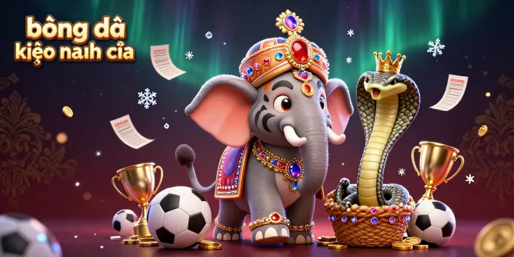 Engage with bóng đá kèo nhà cái in a dynamic sports betting scene featuring a regal tiger on an elephant.