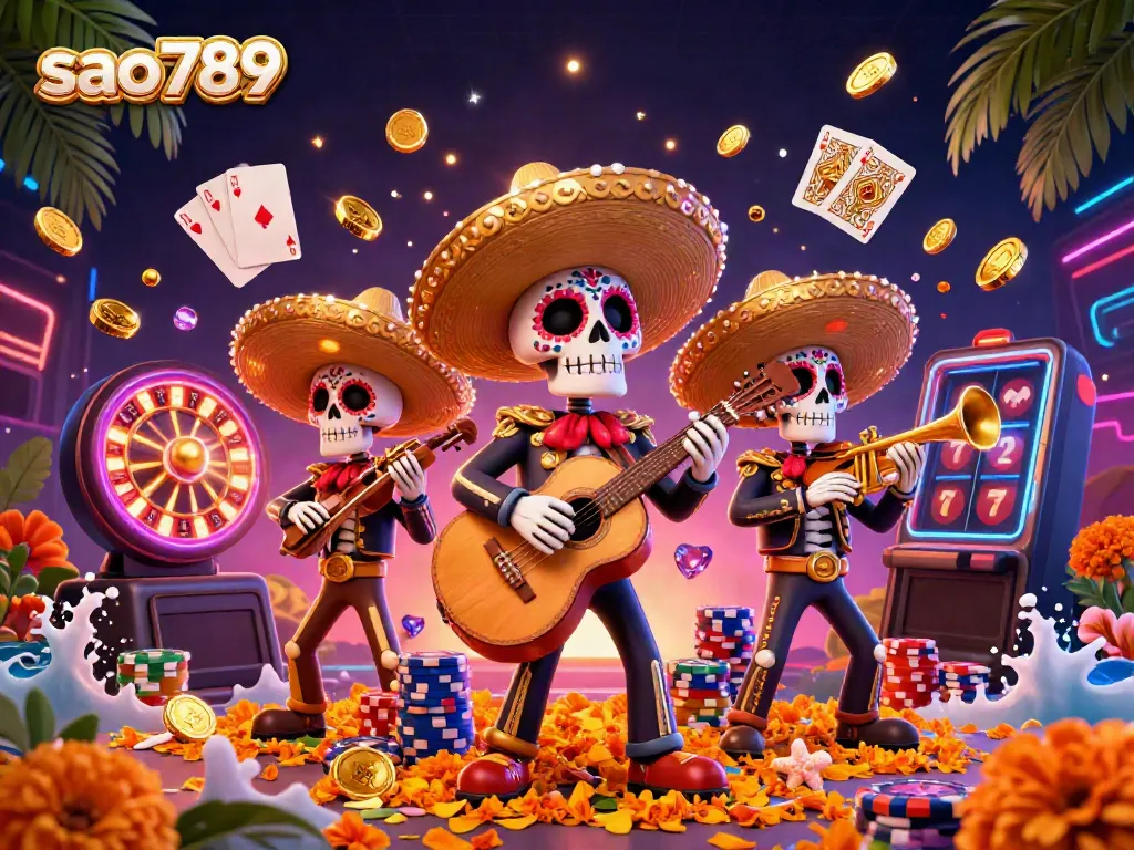Experience dynamic gameplay with sao789 featuring animated Mariachi band and cascading coins