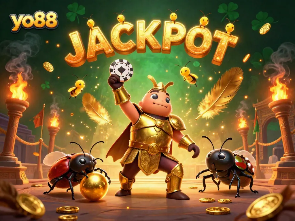 Join the excitement with yo88 and witness a heroic beetle celebrating a massive jackpot!