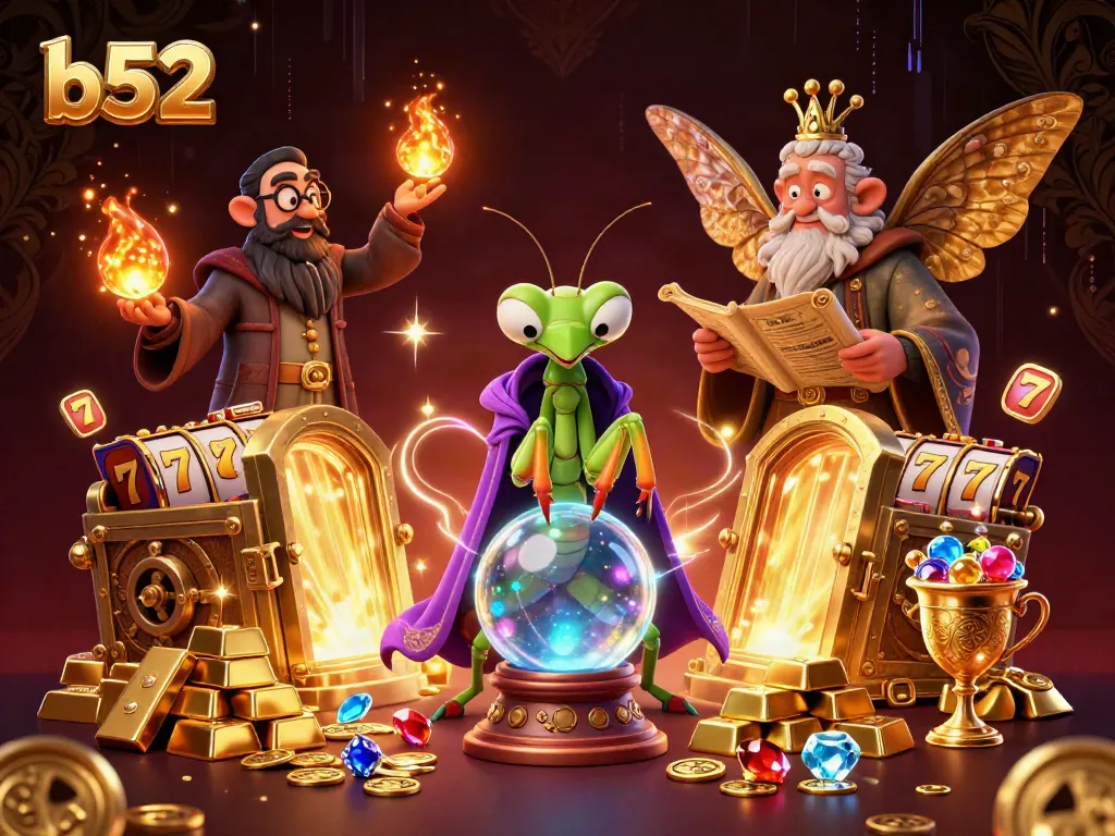 Engage with b52's magical casino ambiance featuring a fortune teller, librarian, and sparkling treasures.