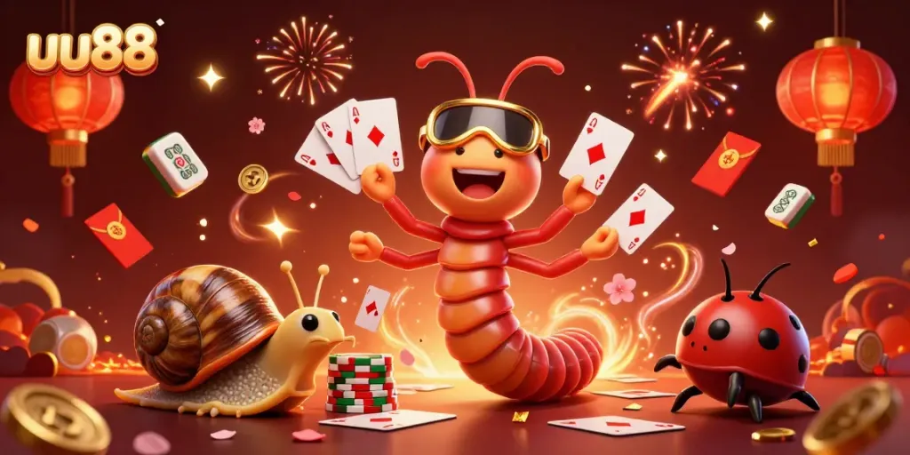 Experience thrilling games at uu88 as a millipede dealer presides over a vibrant casino scene.