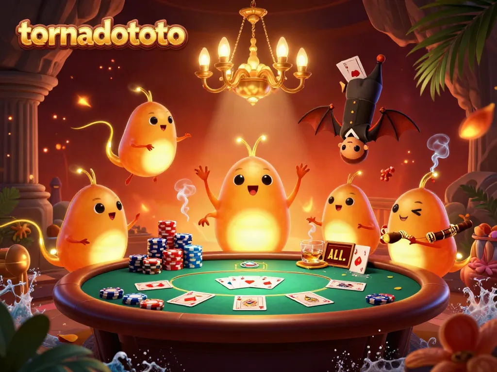 Experience tornado-like excitement with tornadototo as glowworms light up a vibrant casino scene.