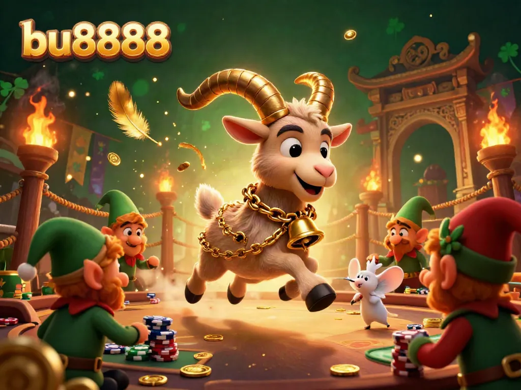 Engage with thrilling casino action in bu8888's holiday-horror scene featuring playful characters.