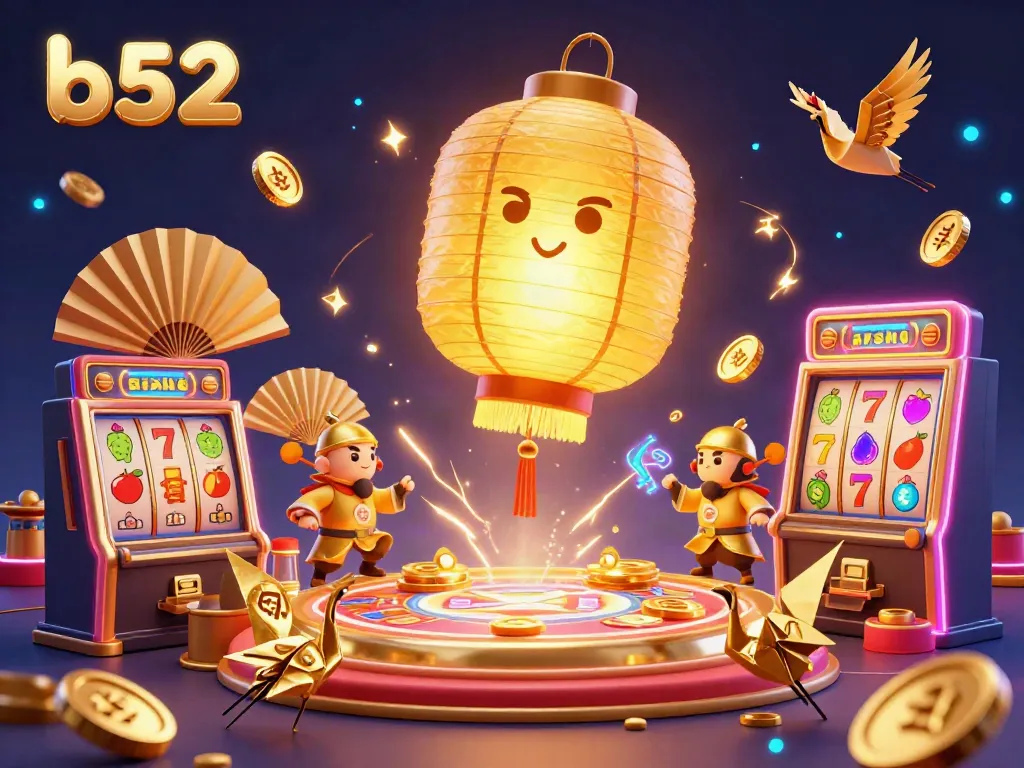 Experience thrilling b52 casino action with dynamic gameplay, golden lantern spirit, and vibrant neon symbols.