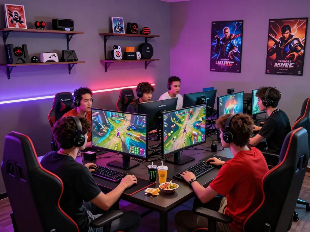Group of gamers enjoying garuda404 in a vibrant gaming room full of excitement.