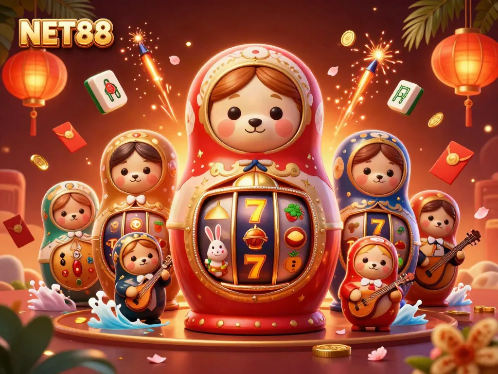 Experience dynamic gambling action with NET88's captivating characters in a vibrant casino scene.