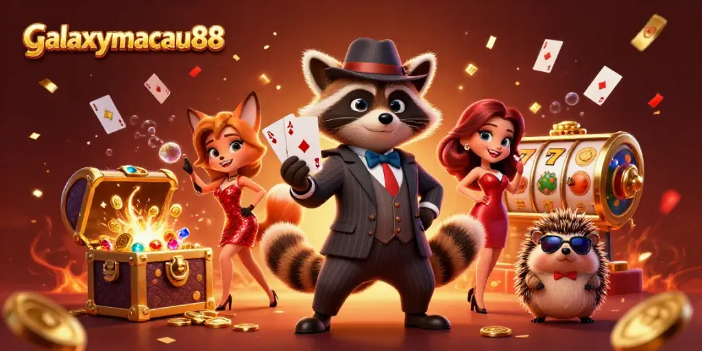 Experience thrilling moments at galaxymacau88 with suave characters and vibrant casino elements.