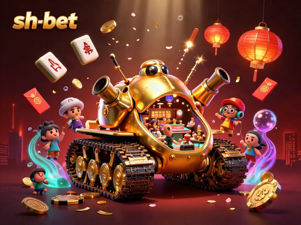 Experience vibrant gameplay in sh-bet's luxurious casino scene with a golden beetle tank.