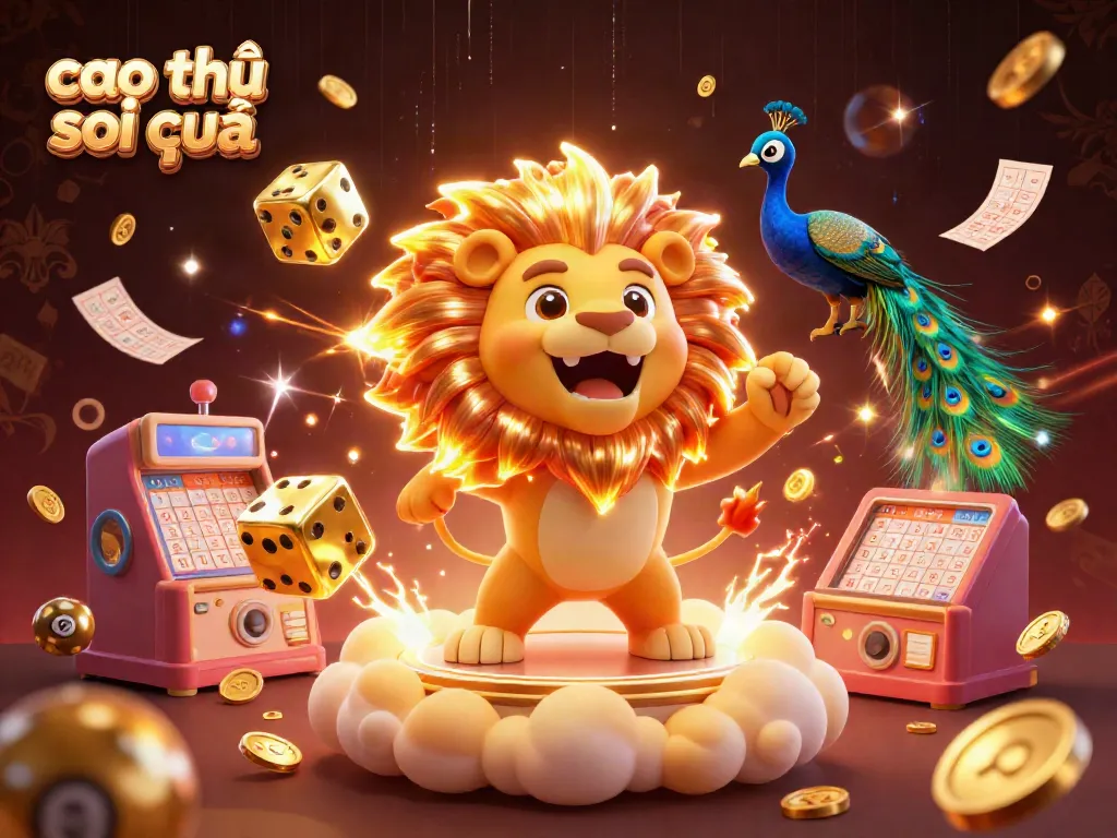Cao thủ soi cầu illustrating vibrant lottery elements with energetic characters amidst dynamic gaming symbols.
