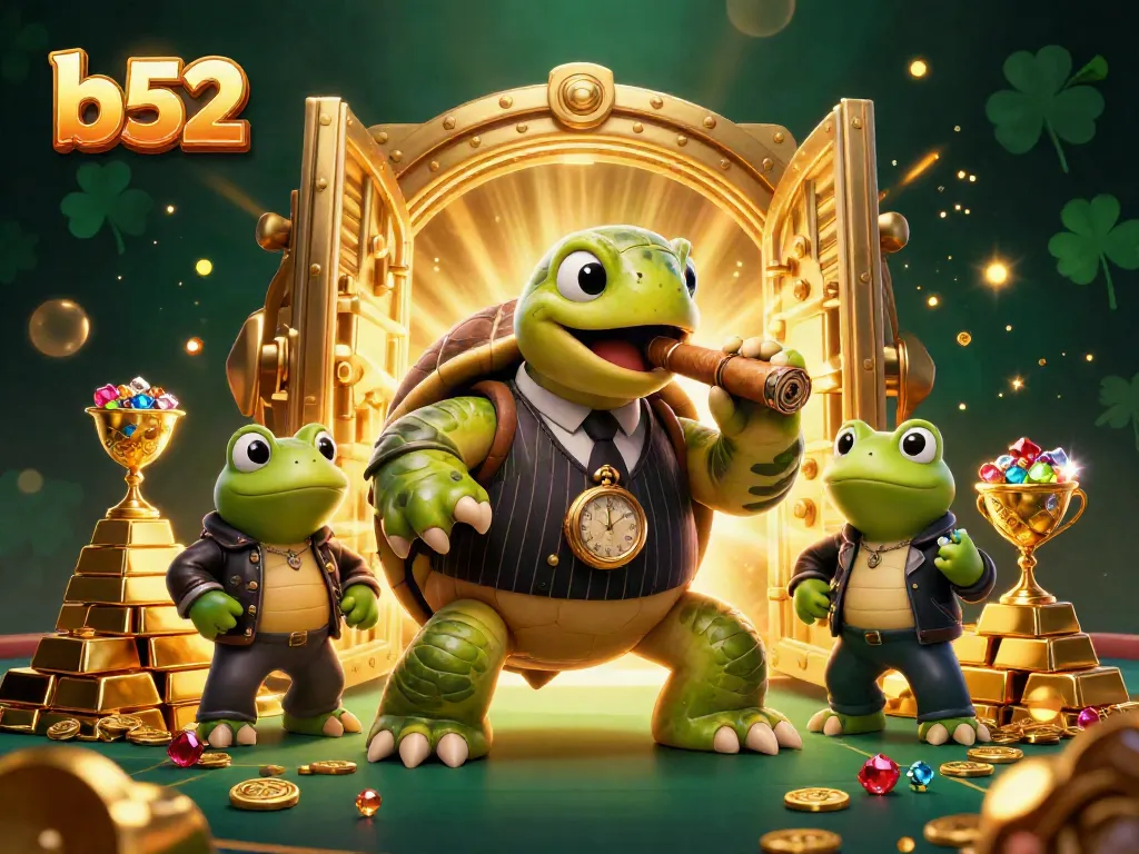 Experience thrilling jackpots at b52 with vibrant casino adventures featuring a majestic turtle and bullfrog enforcers.