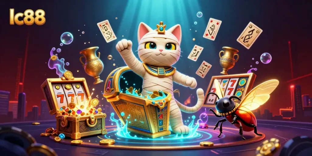 Experience thrilling gameplay at lc88 with animated characters and rich casino elements in a vibrant atmosphere.