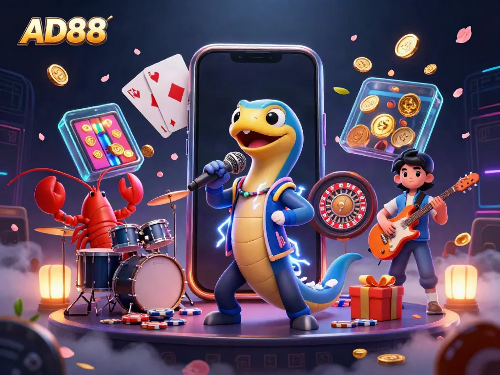 Experience thrilling gameplay at AD88's underwater casino with lively characters and vibrant gaming elements.