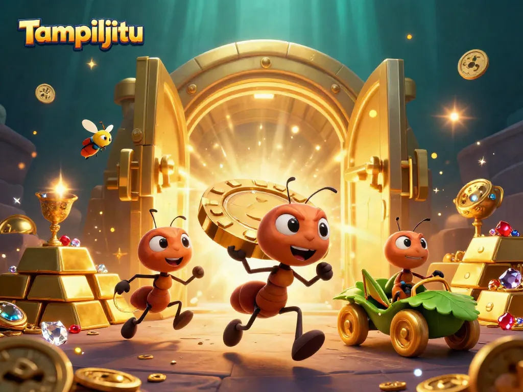 Tampiljitu ants heist with a giant poker chip and treasure in a dynamic casino scene.