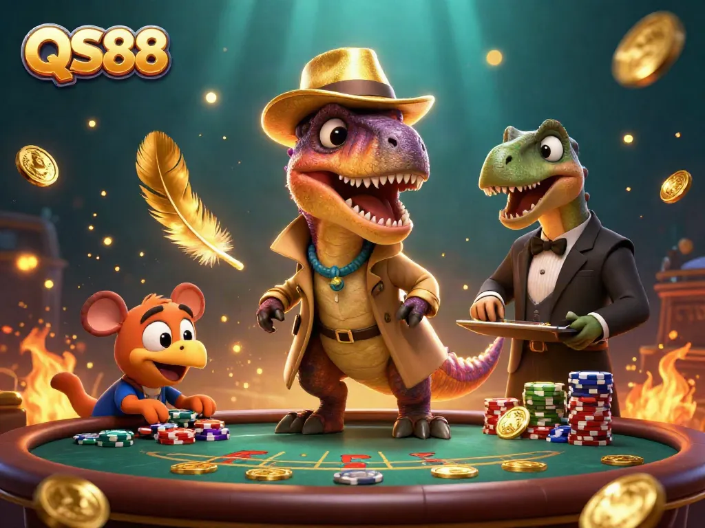 Experience the thrill of QS88 gaming with a dino card counter at an exciting blackjack table.