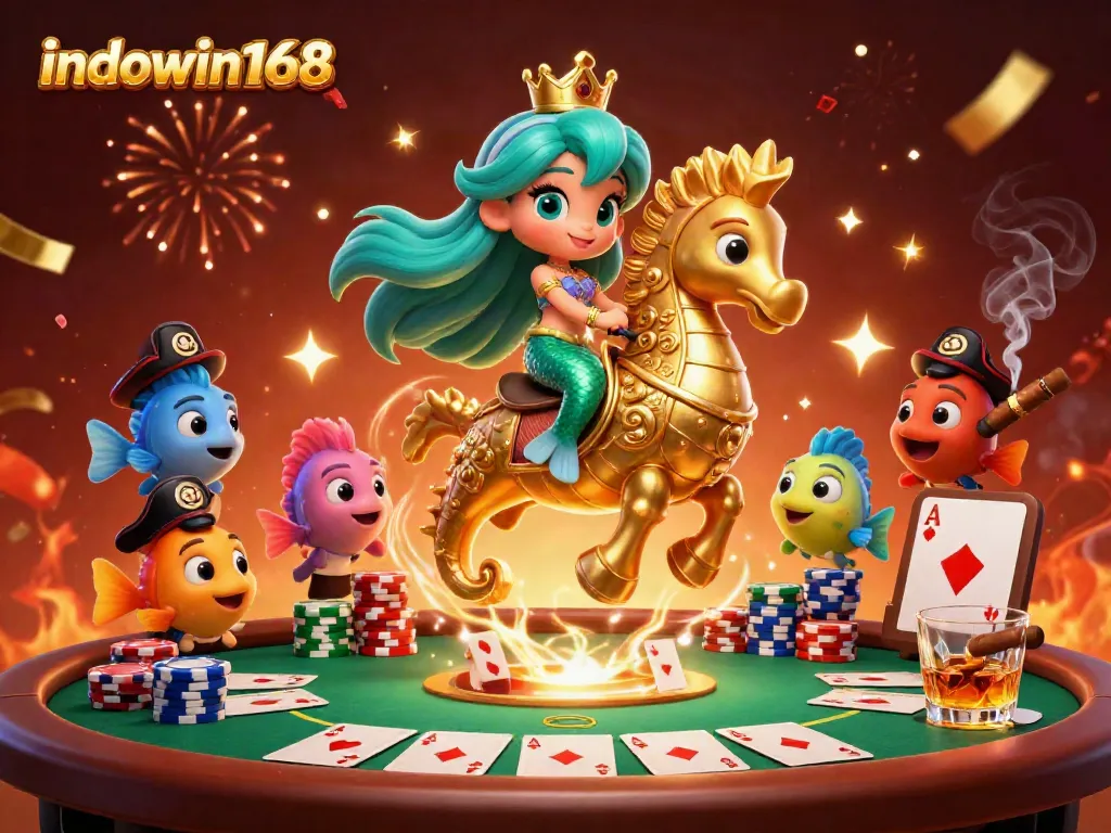 Menangkan permainan poker di indowin168 dengan ilustrasi karakter kasino yang bernuansa ceria.