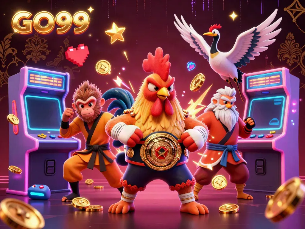 Engage in thrilling gaming with GO99, featuring fierce characters and dynamic casino elements.