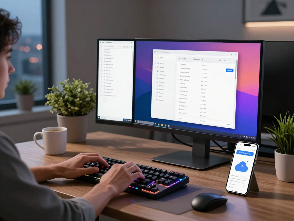 Sogou Pinyin Input Method download in a productive tech workspace, showcasing fast typing and multiple devices.
