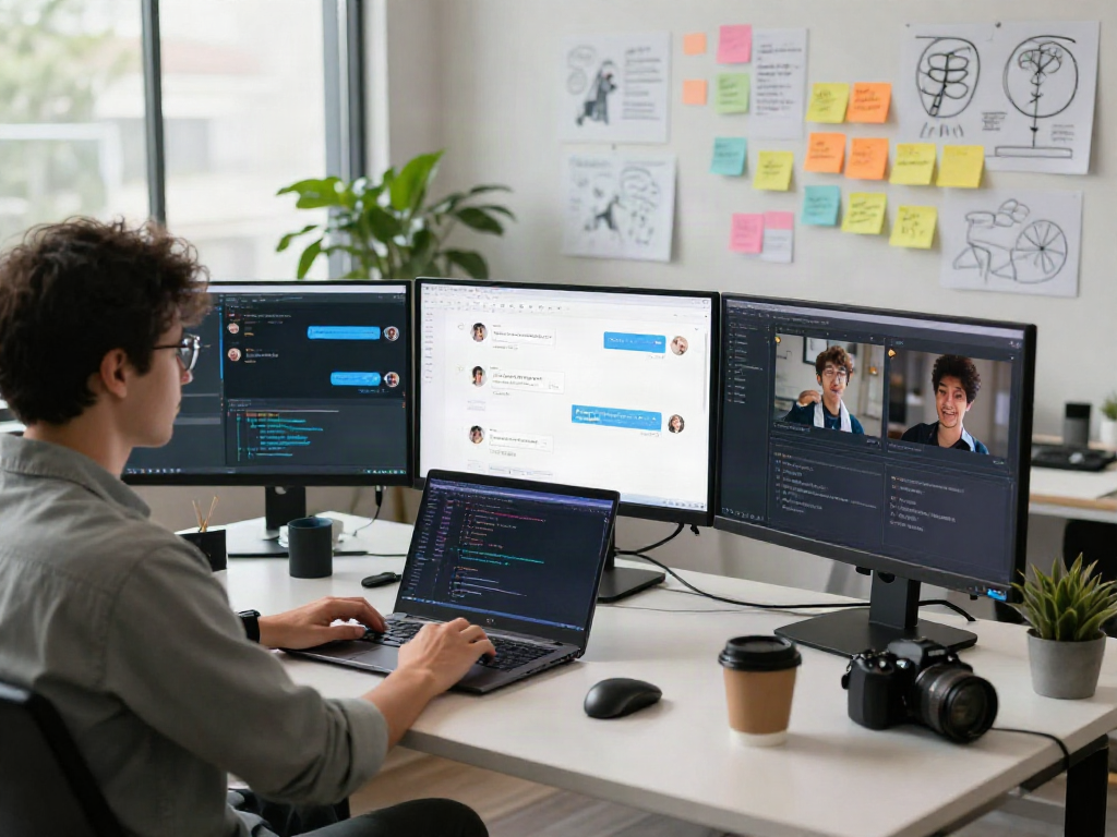 AI chat nsfw development workspace with technician and creative elements.