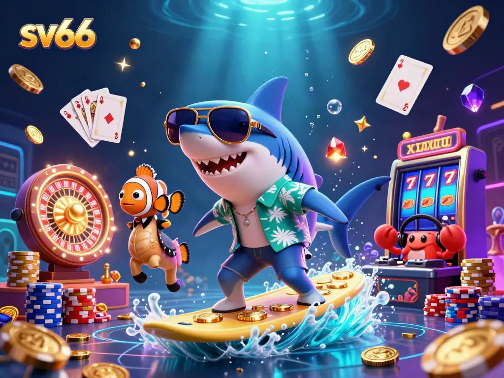 Engaging sv66 casino illustration with vibrant characters and elements showcasing exciting online gaming.