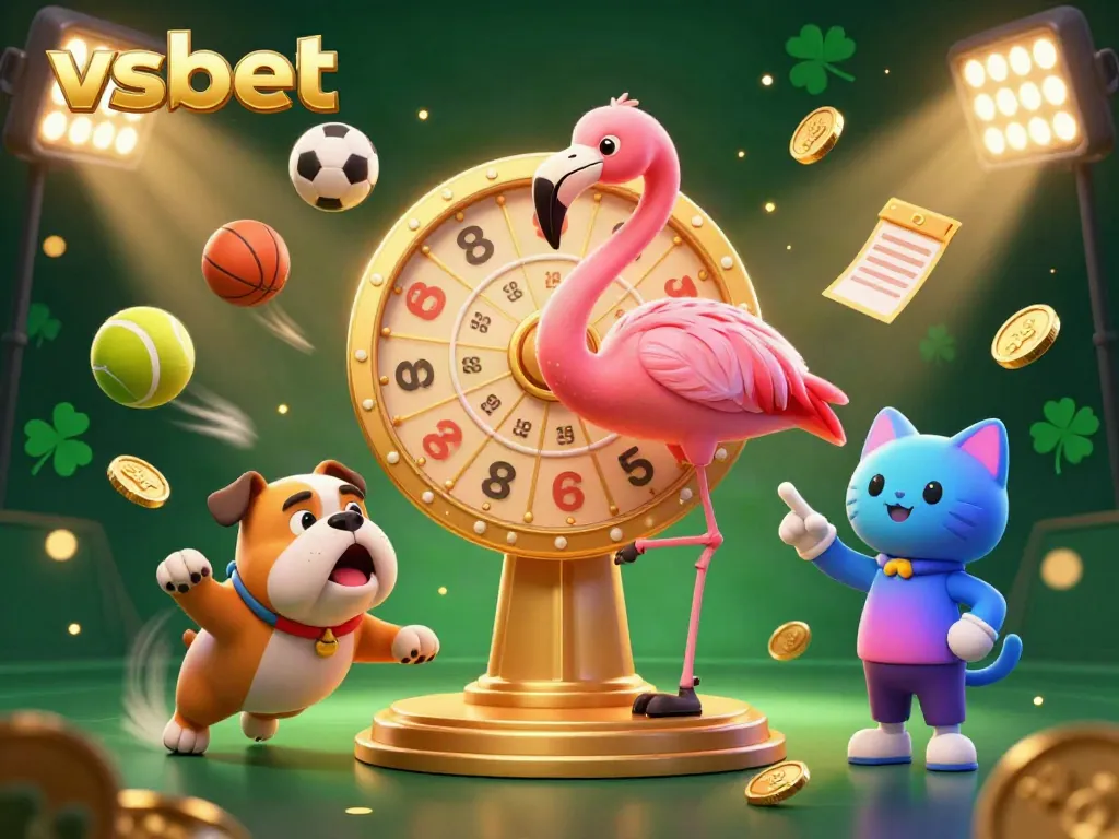 Engage with the exciting world of vsbet at this vibrant 3D digital casino scene showcasing thrilling prizes and lively gameplay.