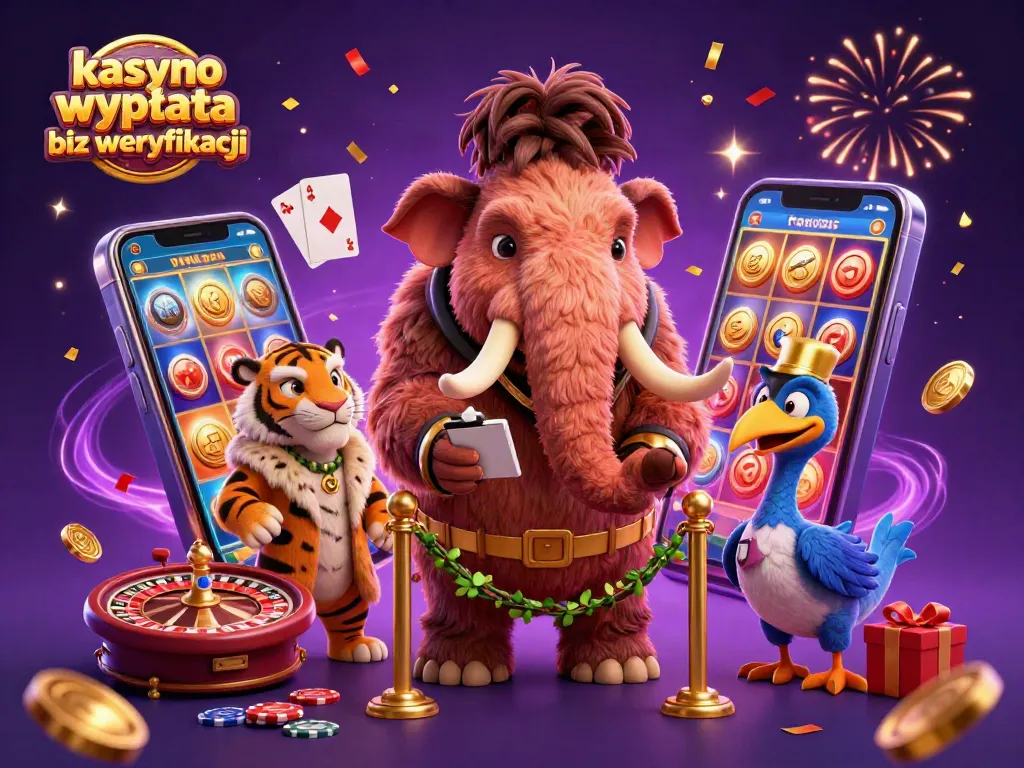 Experience the thrill of kasyno wypłata bez weryfikacji with a cartoon bouncer, VIP guest, and game elements.