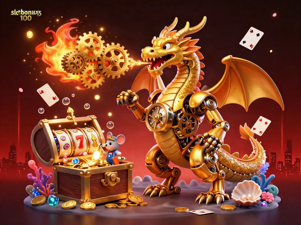 Experience the thrill of slot bonus 100 in this dynamic casino-themed illustration.