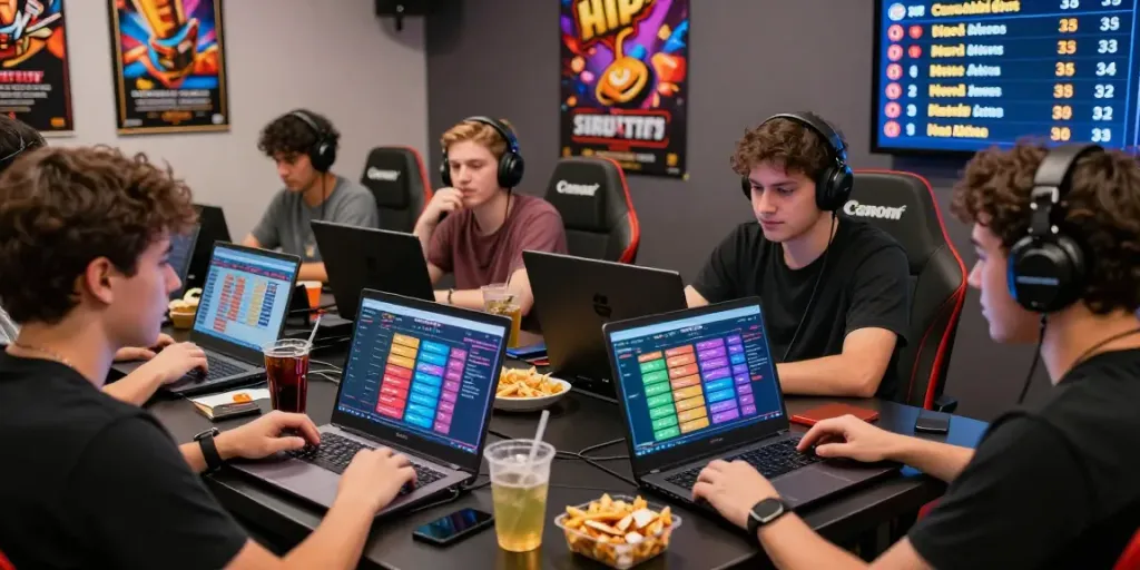 Interactive group engaging with SERIBUTOTO online lottery platform at a gaming table.