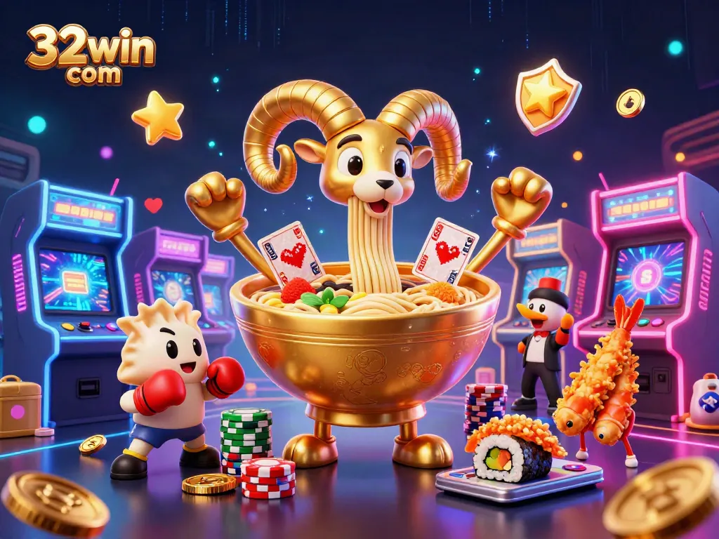 Engage with 32win com by exploring vibrant casino fun with a giant ramen bowl dealer dynamic scene.