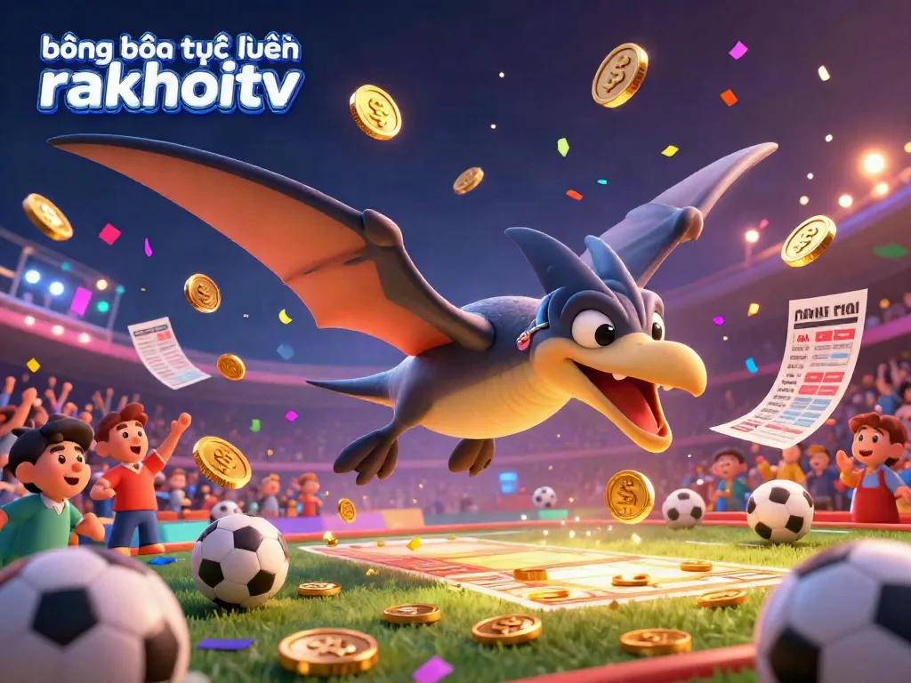 Catch the excitement of bóng đá trực tuyến rakhoitv in this thrilling sports betting scene filled with action and golden coins.