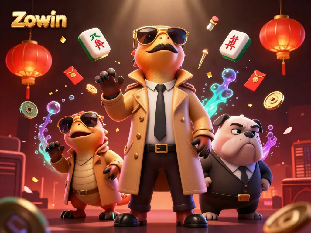 Experience high-energy gaming at Zowin with vibrant visuals featuring playful raptors and intriguing elements.
