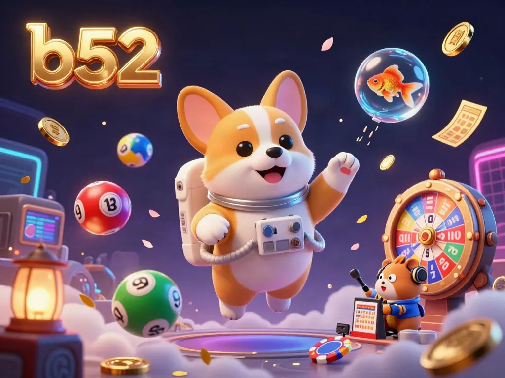 Engage in thrilling space-themed casino adventures with b52 in this captivating 3D scene.