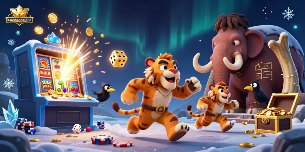Experience the excitement of keonhacaionline with a 3D scene of prehistoric casino fun.