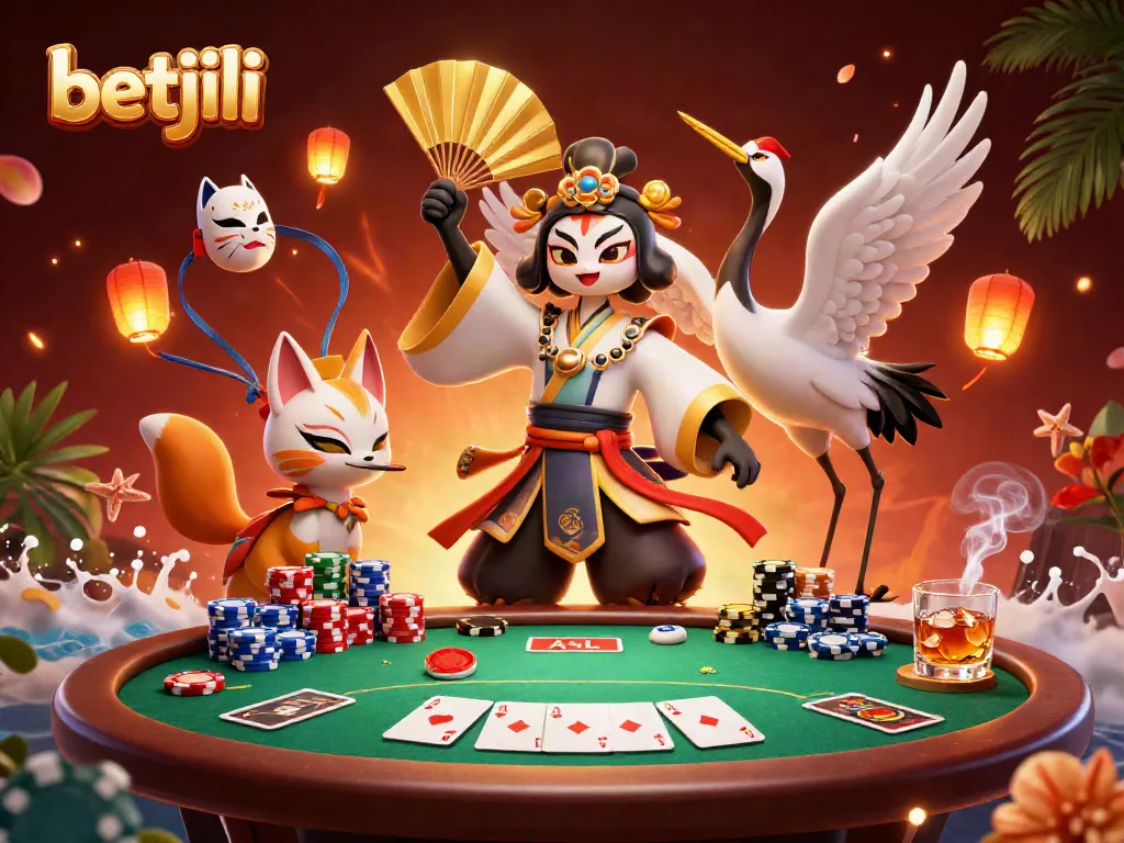 Engage in thrilling gameplay with Betjili's vibrant poker scene featuring animated characters and dynamic game elements.