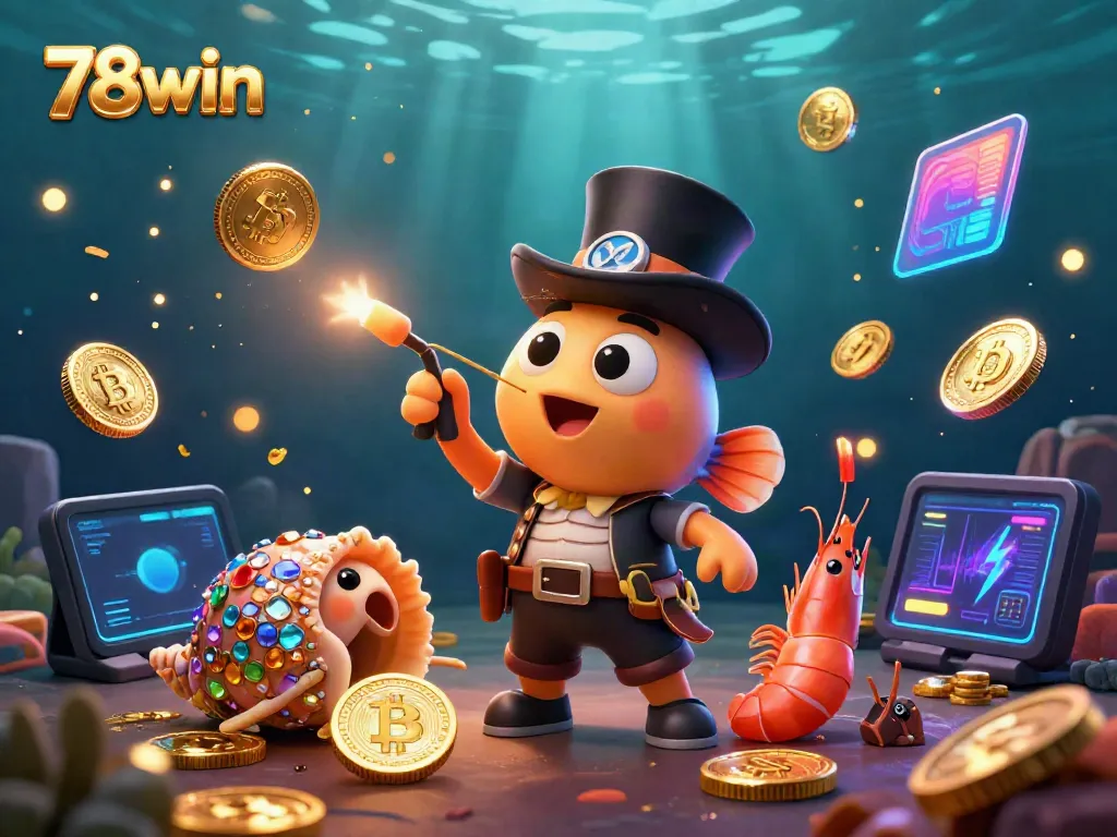 Experience thrilling wins at 78win with animated underwater characters flinging coins.