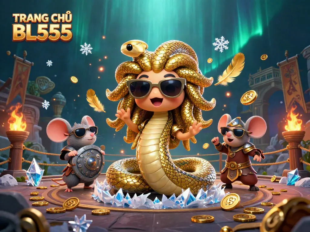 Engage with TRANG CHỦ BL555 in a dynamic casino scene featuring Medusa and a warrior mouse.