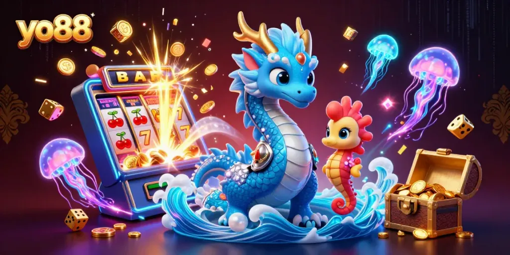 Experience captivating gaming excitement with yo88, featuring a dynamic scene of fortune and fun.