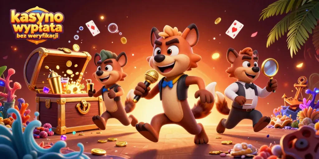 Experience kasyno wypłata bez weryfikacji with cartoon hyenas in a vibrant casino scene.