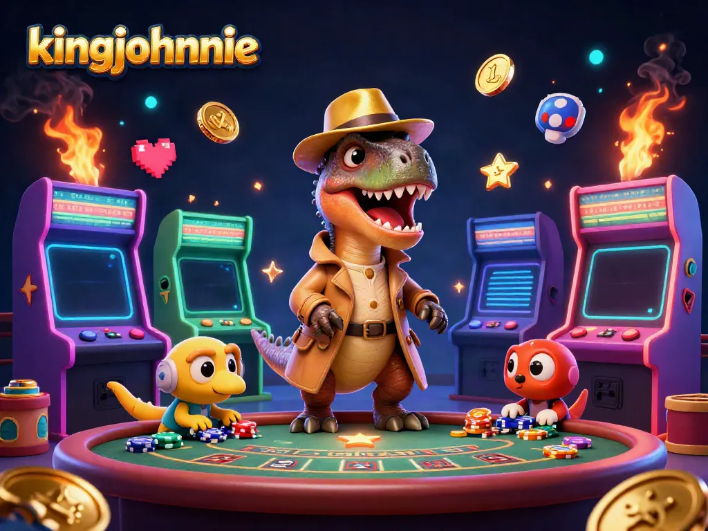 Engage in thrilling play at the kingjohnnie mobile casino with vibrant 3D illustration.