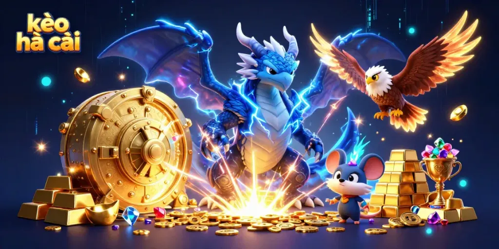 Experience thrilling gameplay with kèo nhà cái while surrounded by treasures, dragons, and dynamic energy.