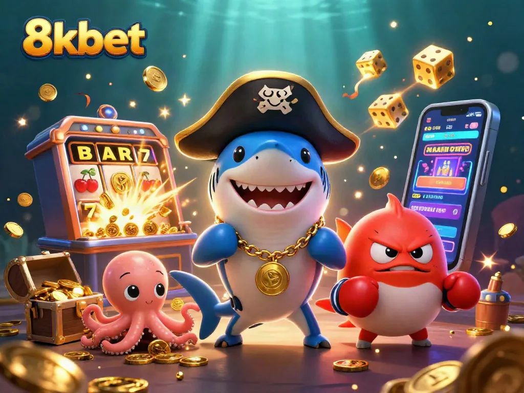 Spin and win big at 8xbet with this vibrant 3D casino adventure showcasing colorful jackpots and characters.