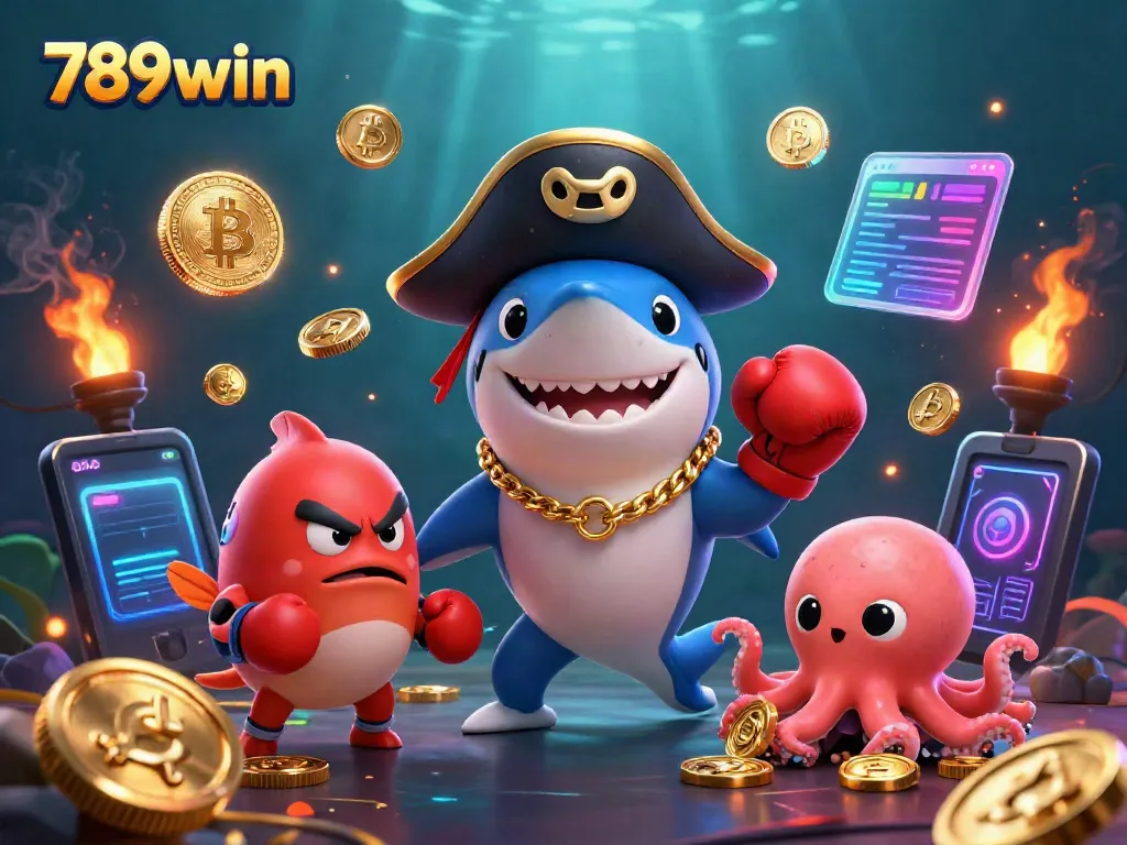 Engage with the thrilling world of 789win as a cartoon pirate shark and friends celebrate wins!