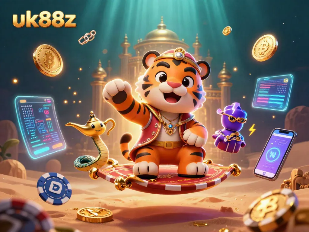 Experience thrilling slots and jackpots at uk88z, featuring vibrant characters and dazzling casino elements.